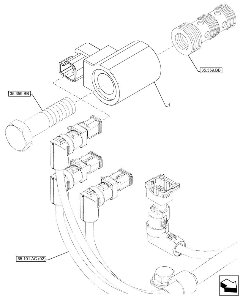 Схема запчастей Case IH FARMLIFT 632 - (55.031.AD) - PARKING BRAKE, SOLENOID (55) - ELECTRICAL SYSTEMS