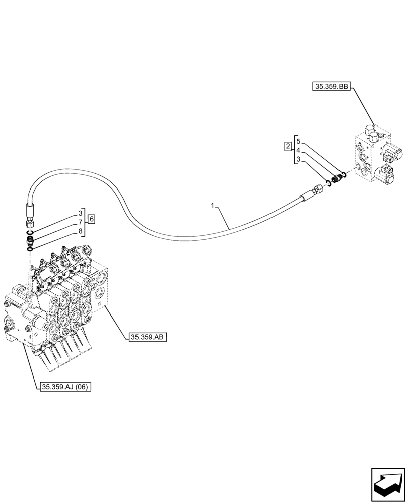 Схема запчастей Case IH FARMLIFT 742 - (35.359.AE[02]) - CONTROL VALVE LINE, MANIFOLD, CONTROL VALVE (35) - HYDRAULIC SYSTEMS