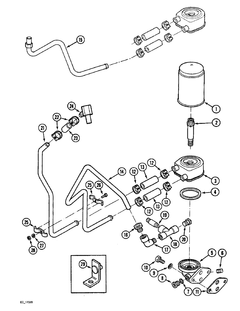 Схема запчастей Case IH 4240 - (2-64) - OIL FILTER AND COOLER, MODELS 4230 AND4240 ONLY (02) - ENGINE