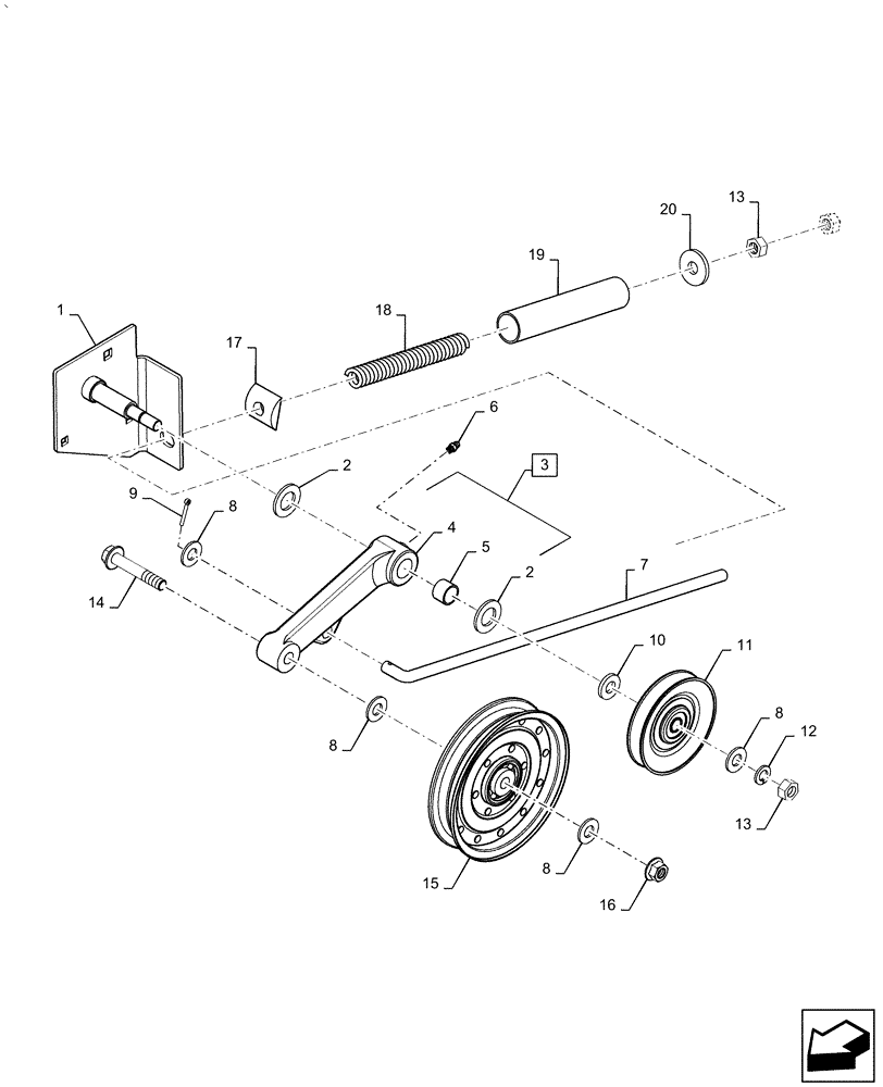 Схема запчастей Case IH AF4077 - (73.335.AI[01]) - IDLER ASSY, STRAW SPREADER (73) - RESIDUE HANDLING