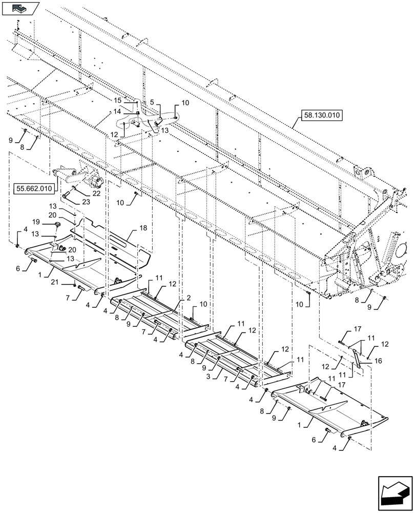 Схема запчастей Case IH 3050-41FT - (58.130.280) - SKID PLATES, LEFT-HAND SIDE (58) - ATTACHMENTS/HEADERS