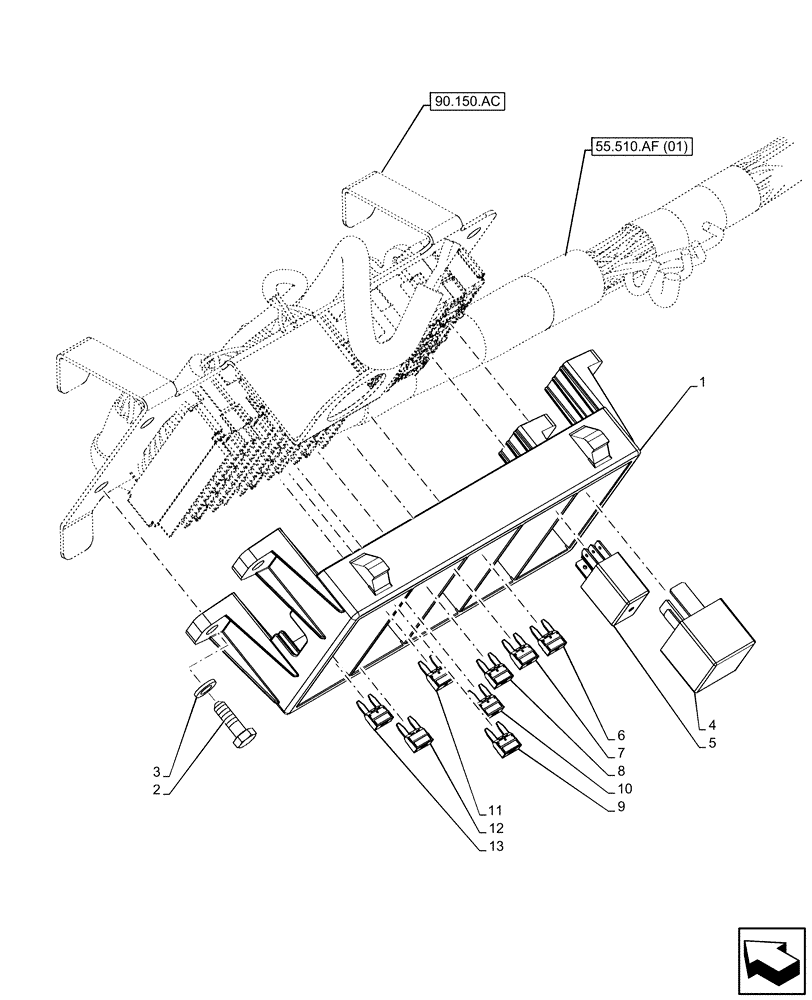 Схема запчастей Case IH FARMLIFT 742 - (55.640.AM) - FUSE BOX (55) - ELECTRICAL SYSTEMS