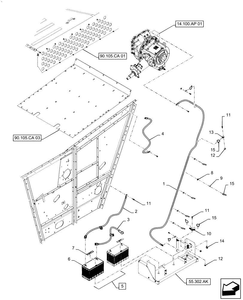 Схема запчастей Case IH AF4077 - (55.302.AV) - BATTERY - CABLES (55) - ELECTRICAL SYSTEMS