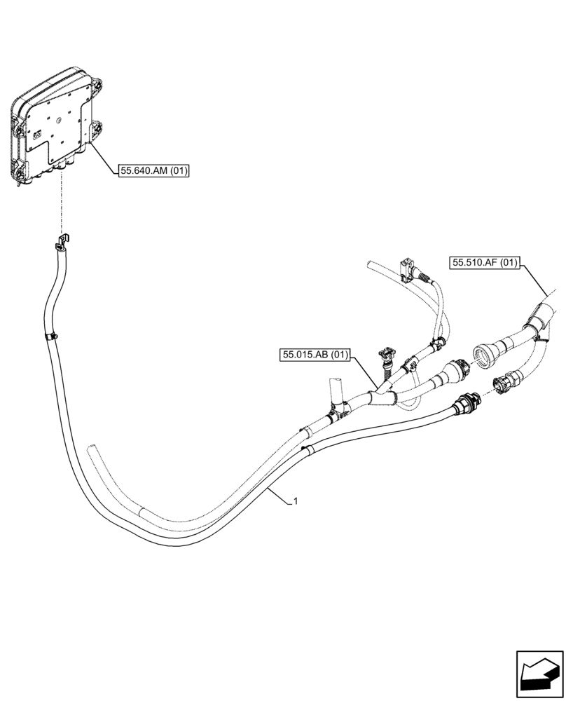 Схема запчастей Case IH FARMALL 95C - (55.100.CQ[01]) - VAR - 334216 - POWER UNIT, HARNESS (55) - ELECTRICAL SYSTEMS