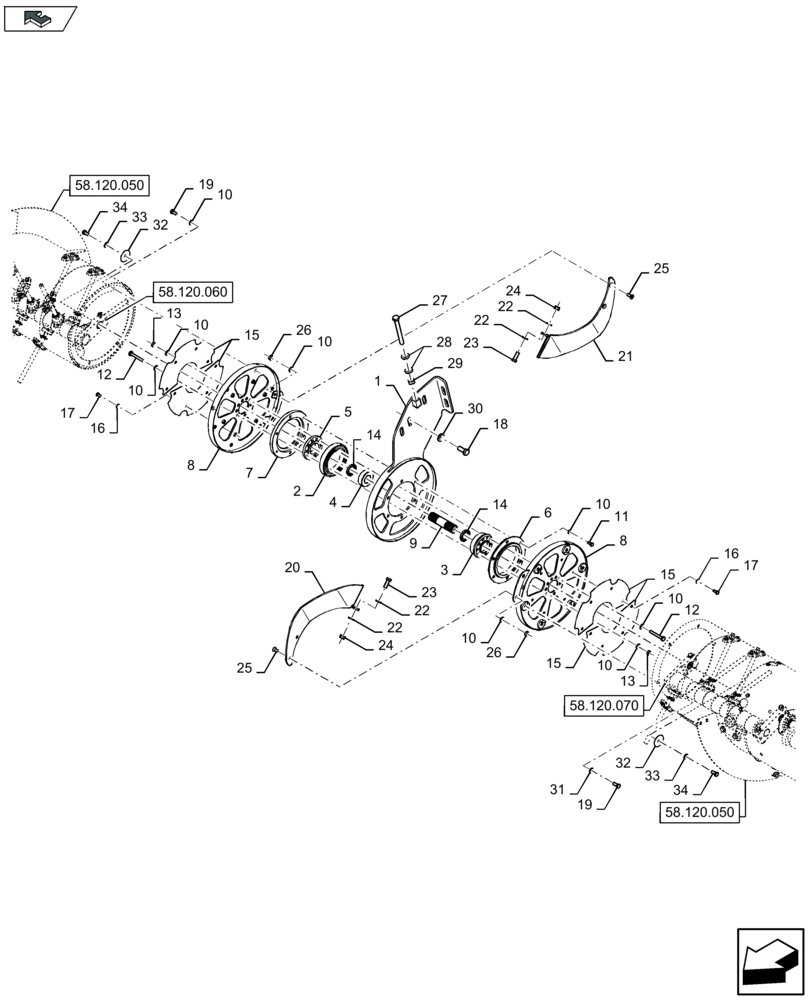 Схема запчастей Case IH 3050-41FT - (58.120.040) - FEED AUGER SUPPORT (58) - ATTACHMENTS/HEADERS