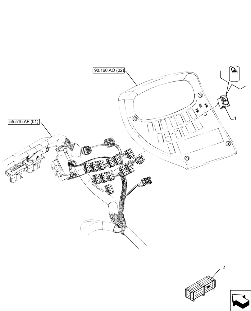 Схема запчастей Case IH FARMLIFT 742 - (55.405.CI[02]) - VAR - 749274 - WORK LIGHT, REAR, SWITCH (55) - ELECTRICAL SYSTEMS