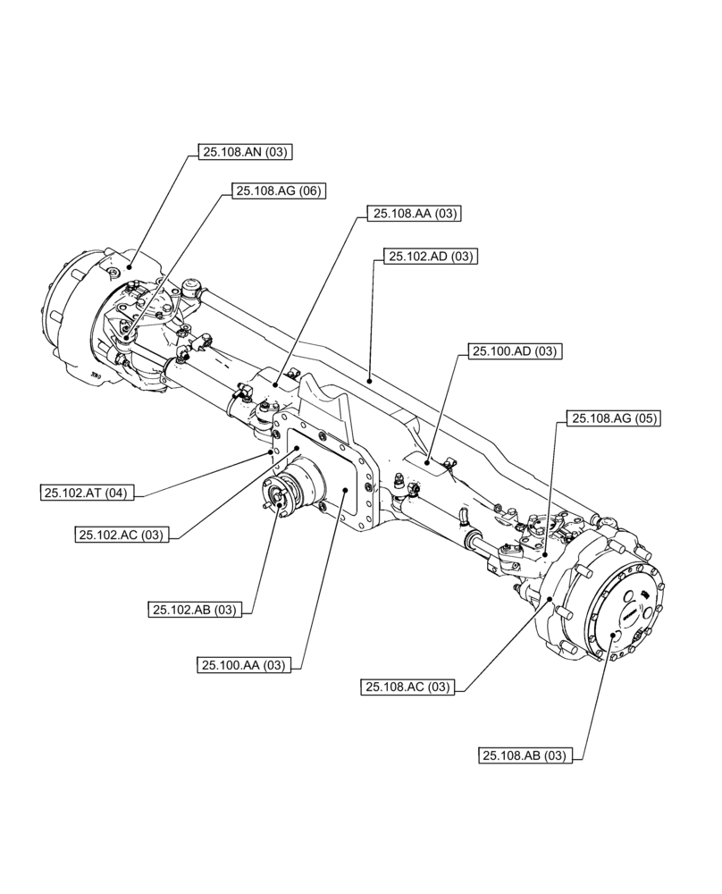 Схема запчастей Case IH PUMA 165 CVT - (25.000.00[03]) - SECTION INDEX - FRONT AXLE SYSTEM (25) - FRONT AXLE SYSTEM
