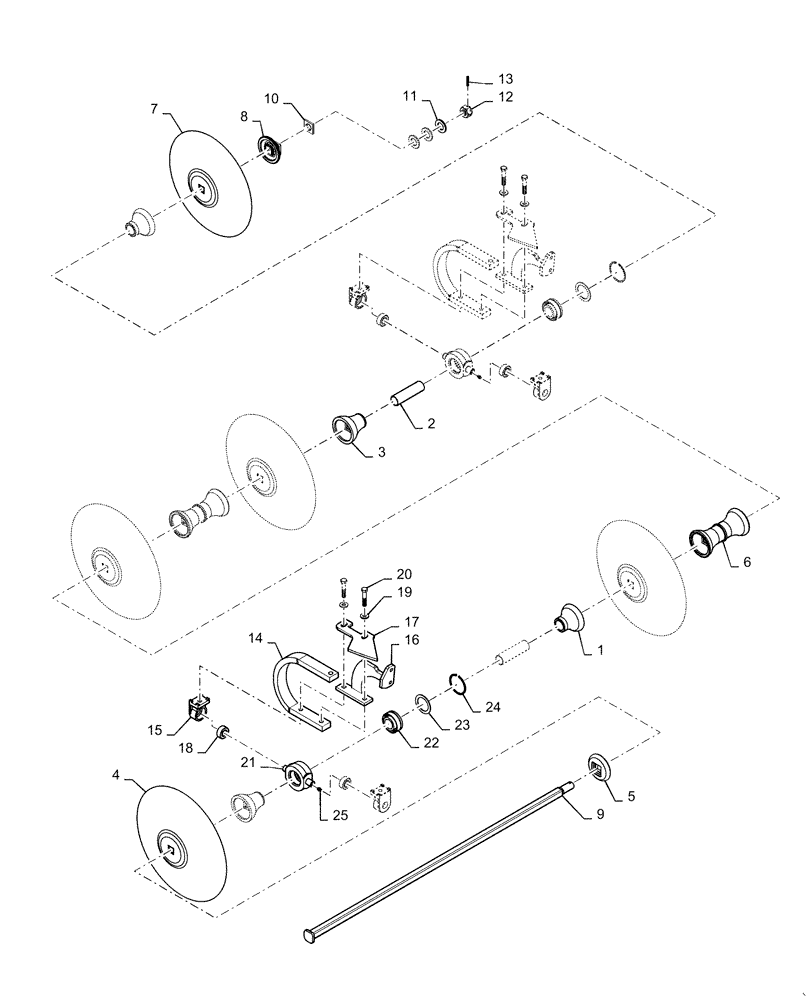 Схема запчастей Case IH ECOLO-TIGER 875 - (75.200.AE[23]) - DISK TRUNNION RIGHT FRONT 5 BLADE (75) - SOIL PREPARATION