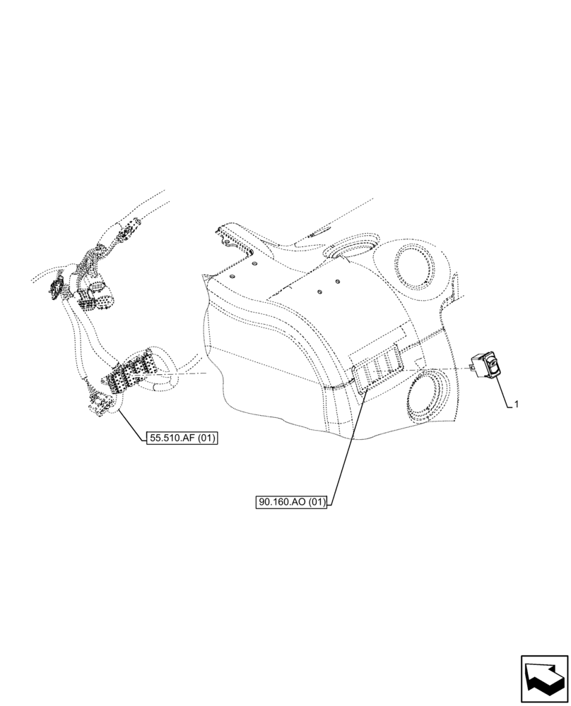 Схема запчастей Case IH FARMLIFT 735 - (55.524.AU) - VAR - 749299 - BOOM, FLOAT VALVE, SWITCH (55) - ELECTRICAL SYSTEMS