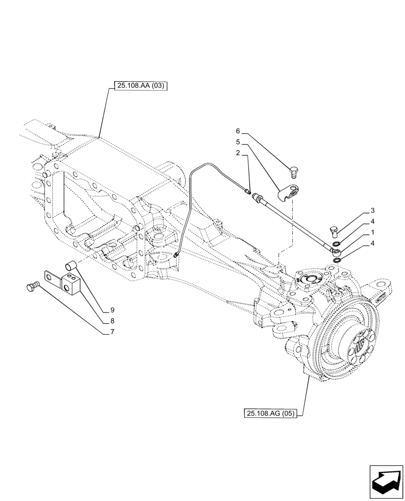 Схема запчастей Case IH PUMA 165 - (33.204.AG[01]) - VAR - 758046 - FRONT AXLE, SUSPENDED W/BRAKES, BRAKE LINE (33) - BRAKES & CONTROLS