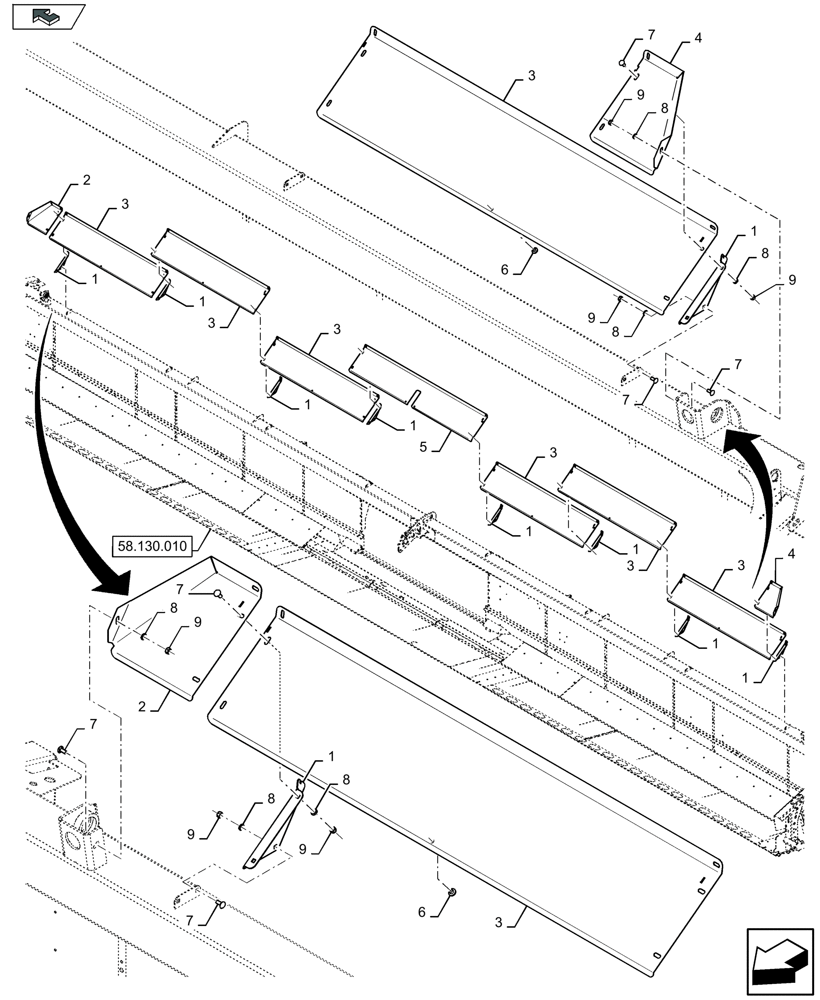 Схема запчастей Case IH 3050-41FT - (58.130.320) - BACKSHEET EXTENSION (58) - ATTACHMENTS/HEADERS