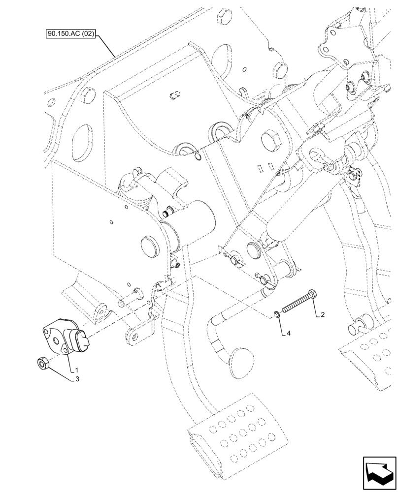 Схема запчастей Case IH FARMALL 115C - (55.610.AK) - VAR - 334183, 334187, 334190, 334211, 391606, 392315, 743496, 743573, 744588 - CLUTCH PEDAL, POTENTIOMETER, HI-LO (55) - ELECTRICAL SYSTEMS