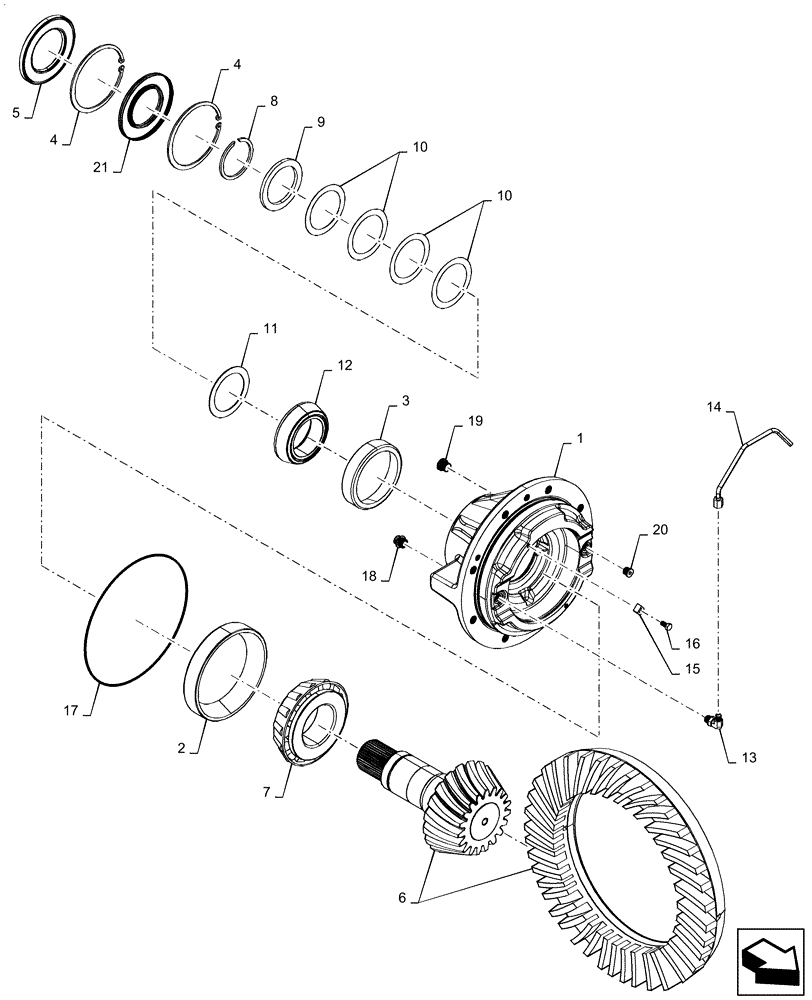 Схема запчастей Case IH QUADTRAC 620 - (25.102.AB) - FRONT AXLE PINION SHAFT (25) - FRONT AXLE SYSTEM