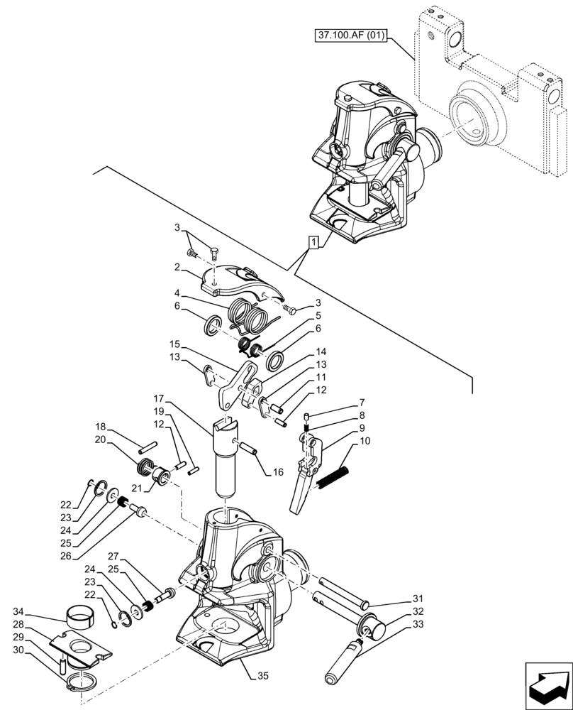 Схема запчастей Case IH FARMLIFT 742 - (37.100.AF[02]) - VAR - 749481, 749741 - TRAILER HITCH (37) - HITCHES, DRAWBARS & IMPLEMENT COUPLINGS