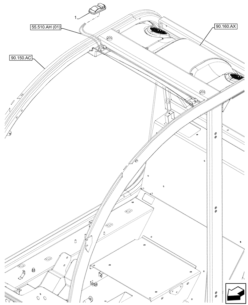 Схема запчастей Case IH FARMLIFT 635 - (55.514.AA) - CAB, INTERIOR LIGHT (55) - ELECTRICAL SYSTEMS