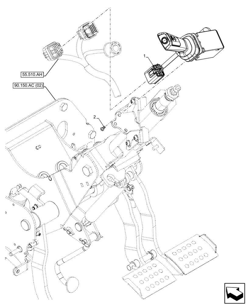 Схема запчастей Case IH FARMALL 85C - (55.513.AC[01]) - VAR - 332606, 333606, 334183, 334211, 335629, 335632, 335633, 337606, 391606, 743496, 743573, 744588 - TRANSMISSION, CONTROL, POWERSHUTTLE, SWITCH, HI-LO, CAB (55) - ELECTRICAL SYSTEMS