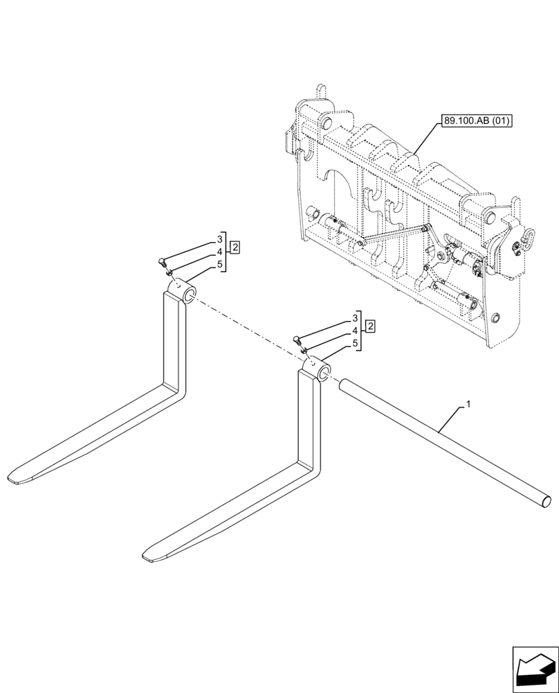 Схема запчастей Case IH FARMLIFT 742 - (89.750.AA[03]) - VAR - 749714 - FORK (89) - TOOLS