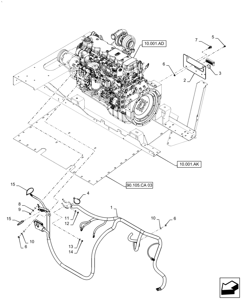 Схема запчастей Case IH AF4077 - (55.015.AB) - HARNESS, ENGINE CONTROL (55) - ELECTRICAL SYSTEMS