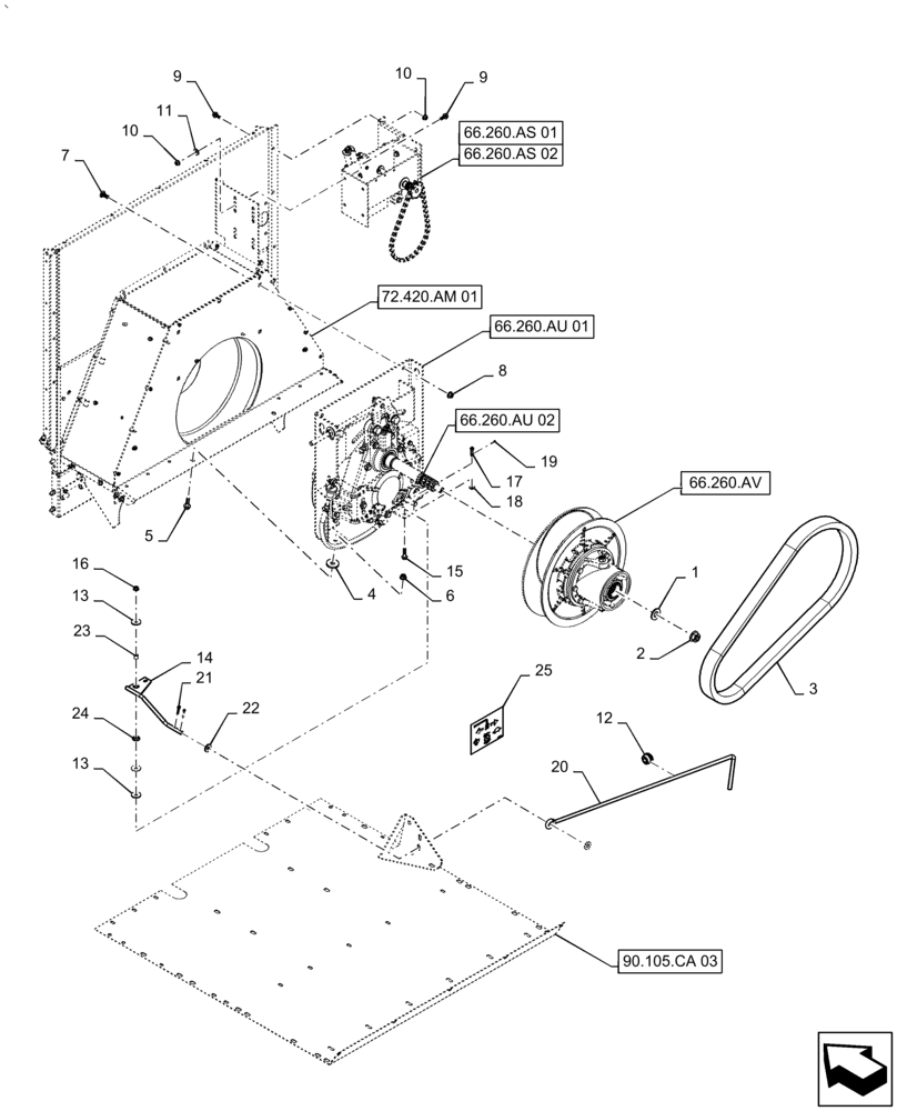 Схема запчастей Case IH AF4088 - (66.260.AO) - ROTOR GEAR, MOUNTING, ASSY CASE (66) - THRESHING