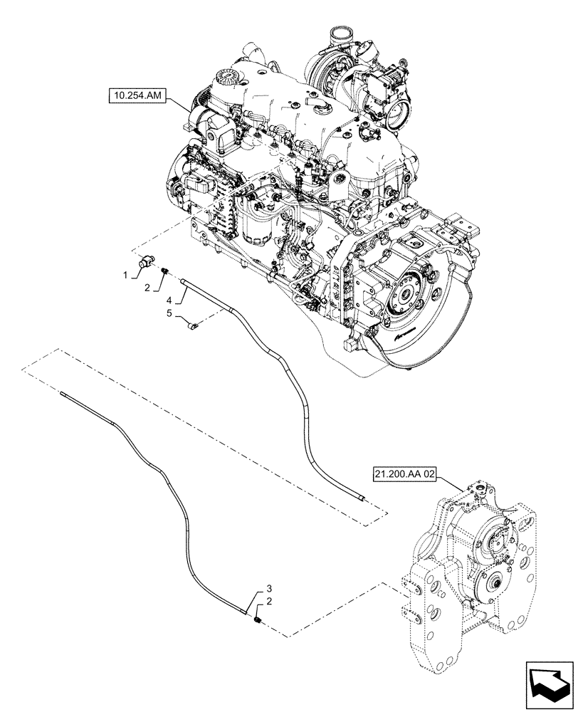 Схема запчастей Case IH MAGNUM 200 - (21.200.AA[04]) - TRANSMISSION BOOST CHECK VALVE AND LINE (21) - TRANSMISSION