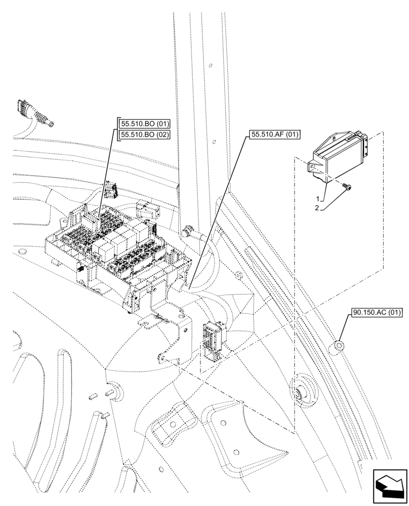 Схема запчастей Case IH FARMALL 105C - (55.404.DB[01]) - VAR - 334183, 334211, 391606, 743496, 743573, 744588 - FLASHER UNIT, CAB (55) - ELECTRICAL SYSTEMS