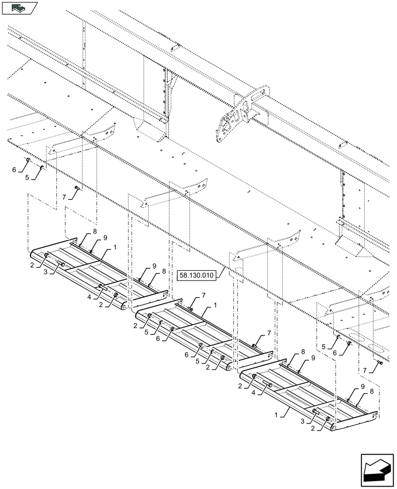 Схема запчастей Case IH 3050-41FT - (58.130.270) - SKID PLATES, CENTER (58) - ATTACHMENTS/HEADERS