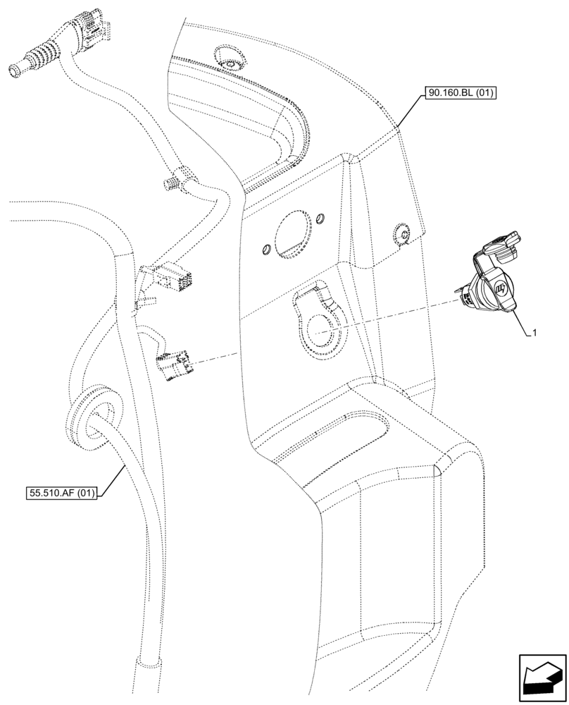 Схема запчастей Case IH FARMALL 95C - (55.510.BM[02]) - VAR - 334183, 334211, 391606, 743496, 743573, 744588 - SOCKET (8A), CAB (55) - ELECTRICAL SYSTEMS