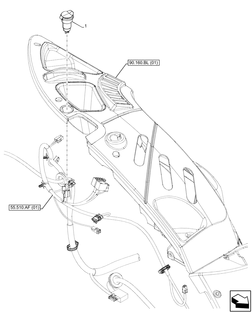 Схема запчастей Case IH FARMALL 95C - (55.512.AD[01]) - VAR - 334183, 334194, 334211, 334992, 334994, 391606, 743496, 743573, 744588 - CIGARETTE LIGHTER, CAB (55) - ELECTRICAL SYSTEMS