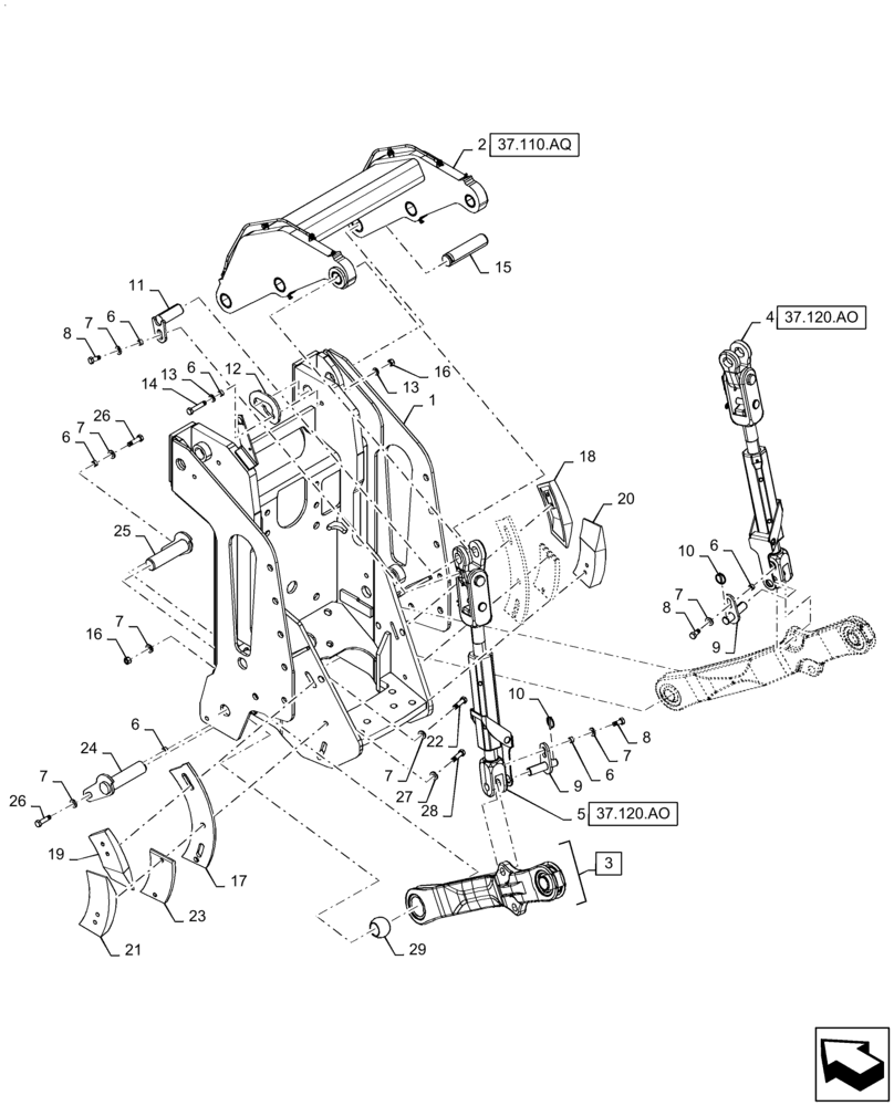 Схема запчастей Case IH STEIGER 370 - (37.110.AC[03]) - 3 POINT HITCH (37) - HITCHES, DRAWBARS & IMPLEMENT COUPLINGS