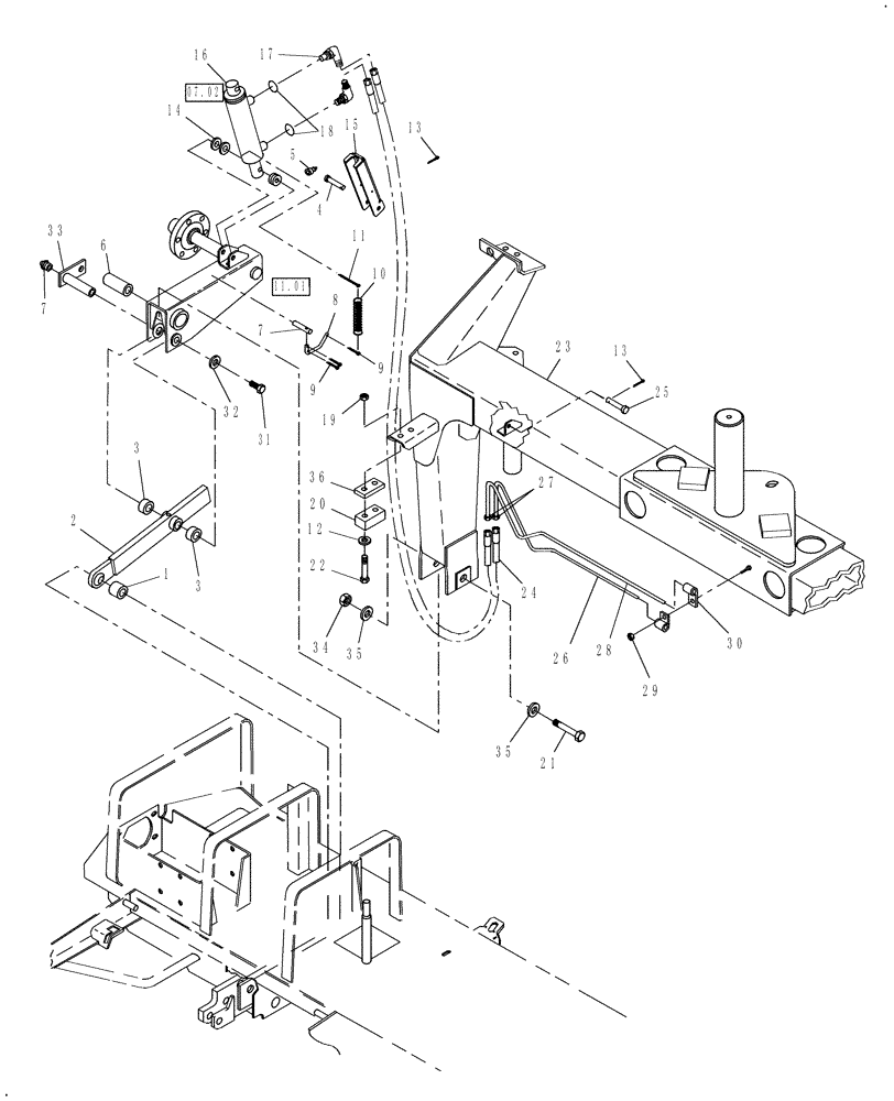 Схема запчастей Case IH DC132 - (12.10) - TRAILFRAME, RH (12) - MAIN FRAME