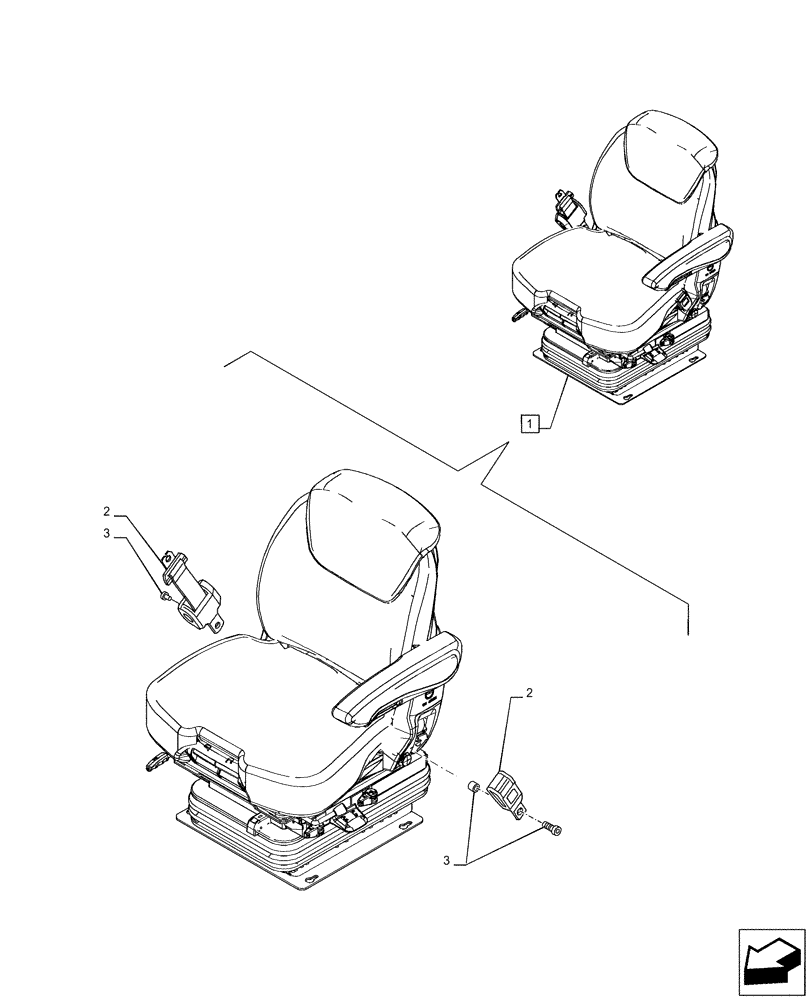 Схема запчастей Case IH PUMA 185 CVT - (90.151.AD[01]) - VAR - 391176, 758255, 758256 - DRIVER SEAT, SEAT BELT (90) - PLATFORM, CAB, BODYWORK AND DECALS