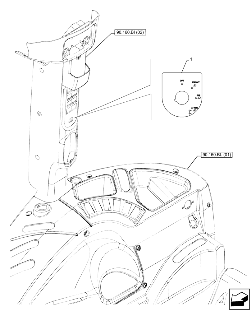 Схема запчастей Case IH FARMALL 105C - (90.108.AA[04]) - VAR - 334180, 334183, 334211, 391606, 743496, 743573, 744588 - DECAL, CONTROLS, LIGHT, CAB (90) - PLATFORM, CAB, BODYWORK AND DECALS