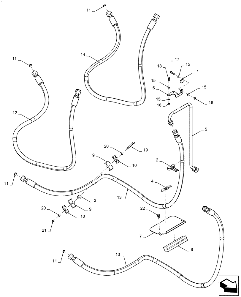 Схема запчастей Case IH STEIGER 500 - (35.300.040[01]) - OIL COOLER LINES (BSN ZEF303632) (35) - HYDRAULIC SYSTEMS