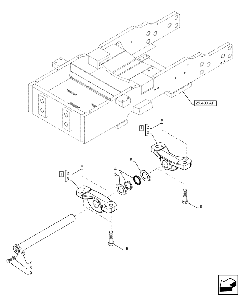 Схема запчастей Case IH FARMALL 115C - (25.400.AL) - VAR - 334216 - FRONT AXLE SUPPORT, 2WD (25) - FRONT AXLE SYSTEM