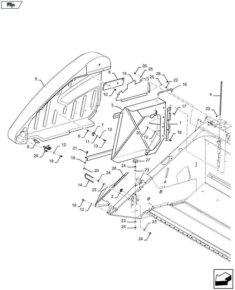 Схема запчастей Case IH 3050-41FT - (58.208.050) - SHIELDING, RIGHT HAND SIDE (58) - ATTACHMENTS/HEADERS