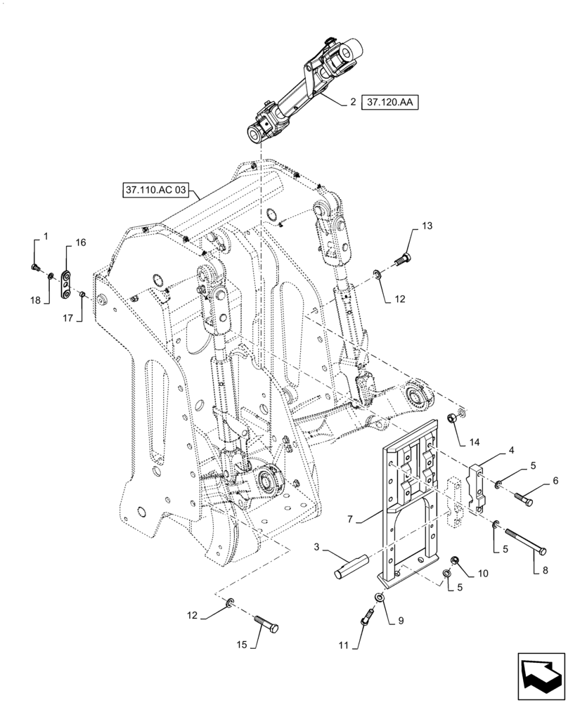 Схема запчастей Case IH QUADTRAC 470 - (37.110.AC[02]) - 3 POINT HITCH MOUNTING, W/ PTO (37) - HITCHES, DRAWBARS & IMPLEMENT COUPLINGS