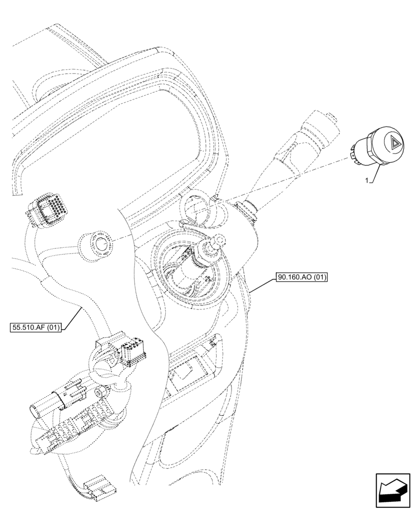 Схема запчастей Case IH FARMALL 95C - (55.405.CF[01]) - VAR - 334183, 334211, 391606, 743496, 743573, 744588 - LIGHT SWITCH, CAB (55) - ELECTRICAL SYSTEMS