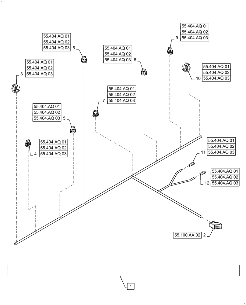 Схема запчастей Case IH QUADTRAC 540 - (55.511.AC) - HEADLIGHT HARNESS (55) - ELECTRICAL SYSTEMS