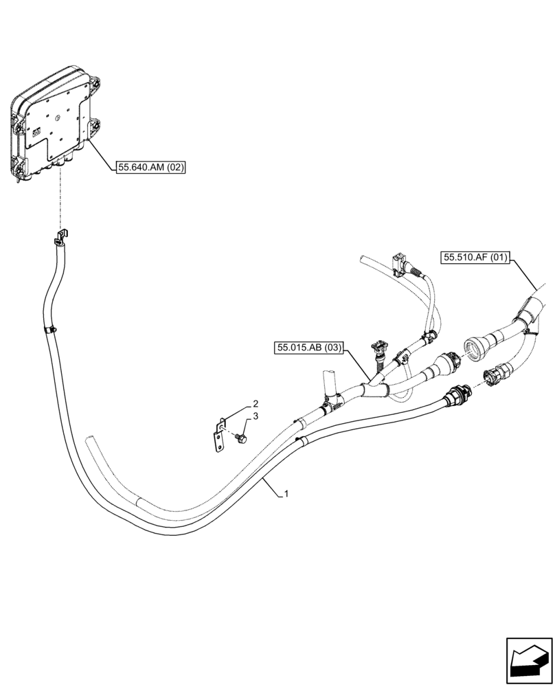 Схема запчастей Case IH FARMALL 85C - (55.100.CQ[02]) - VAR - 334216 - POWER UNIT, HARNESS, CAB (55) - ELECTRICAL SYSTEMS