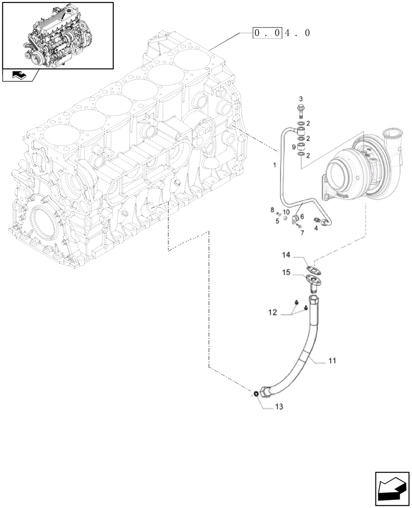 Схема запчастей Case IH A8800 - (0.30.64[02]) - TURBOBLOWER PIPES (10) - ENGINE