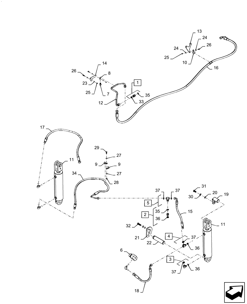 Схема запчастей Case IH QUADTRAC 470 - (35.116.AD) - 3 POINT HITCH CYLINDER LINES (35) - HYDRAULIC SYSTEMS