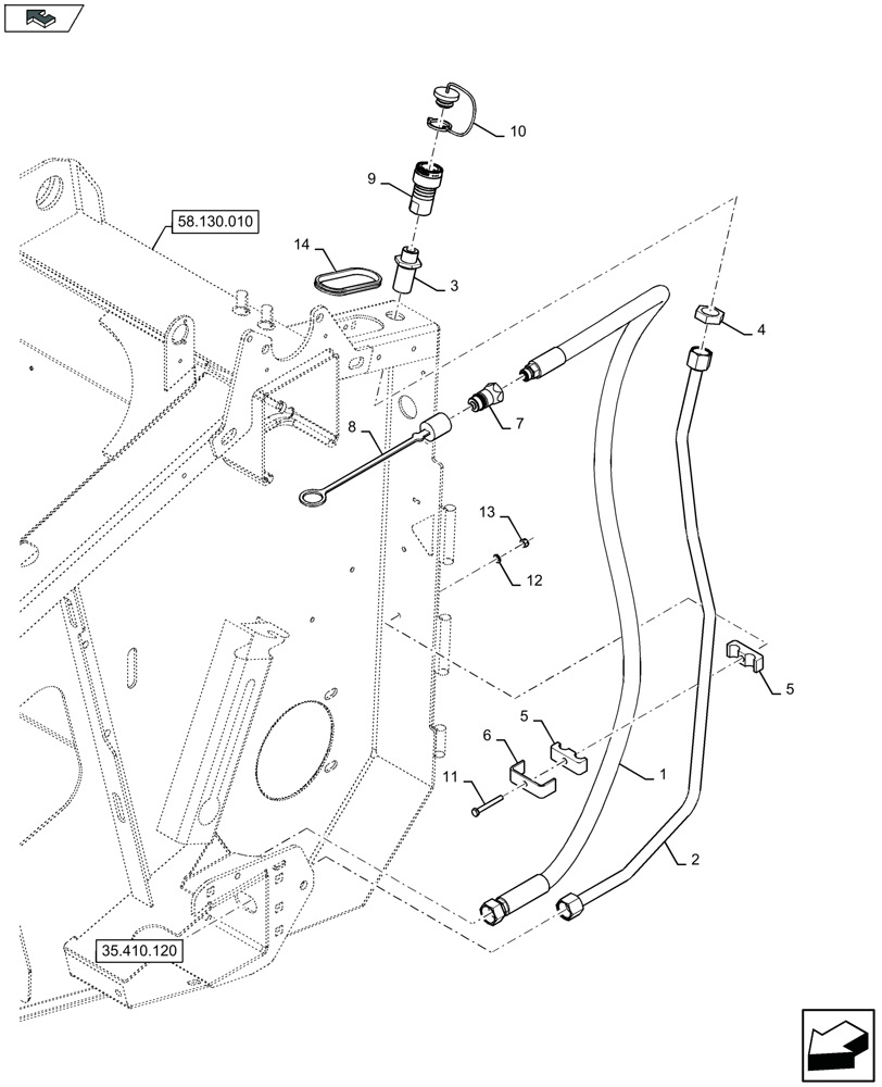 Схема запчастей Case IH 3050-41FT - (35.410.370) - HYDRAULICS FOR VERTICAL KNIVES, LEFT-HAND SIDE (35) - HYDRAULIC SYSTEMS