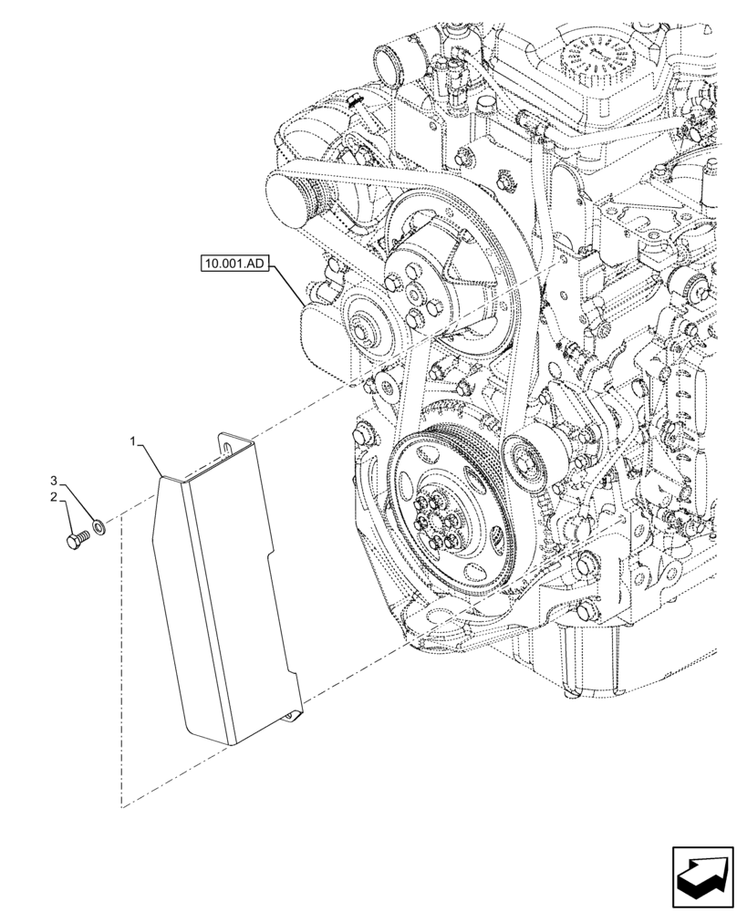 Схема запчастей Case IH FARMLIFT 742 - (10.414.BE) - ENGINE, BELT, GUARD (10) - ENGINE