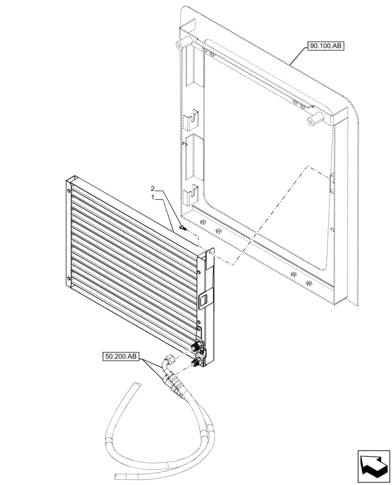 Схема запчастей Case IH FARMLIFT 742 - (50.200.AK[02]) - VAR - 749193 - AIR CONDITIONING, CONDENSER (50) - CAB CLIMATE CONTROL