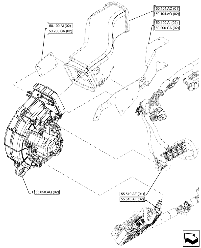 Схема запчастей Case IH FARMLIFT 635 - (55.050.AQ[01]) - VAR - 702002, 749193 - CAB, BLOWER (55) - ELECTRICAL SYSTEMS