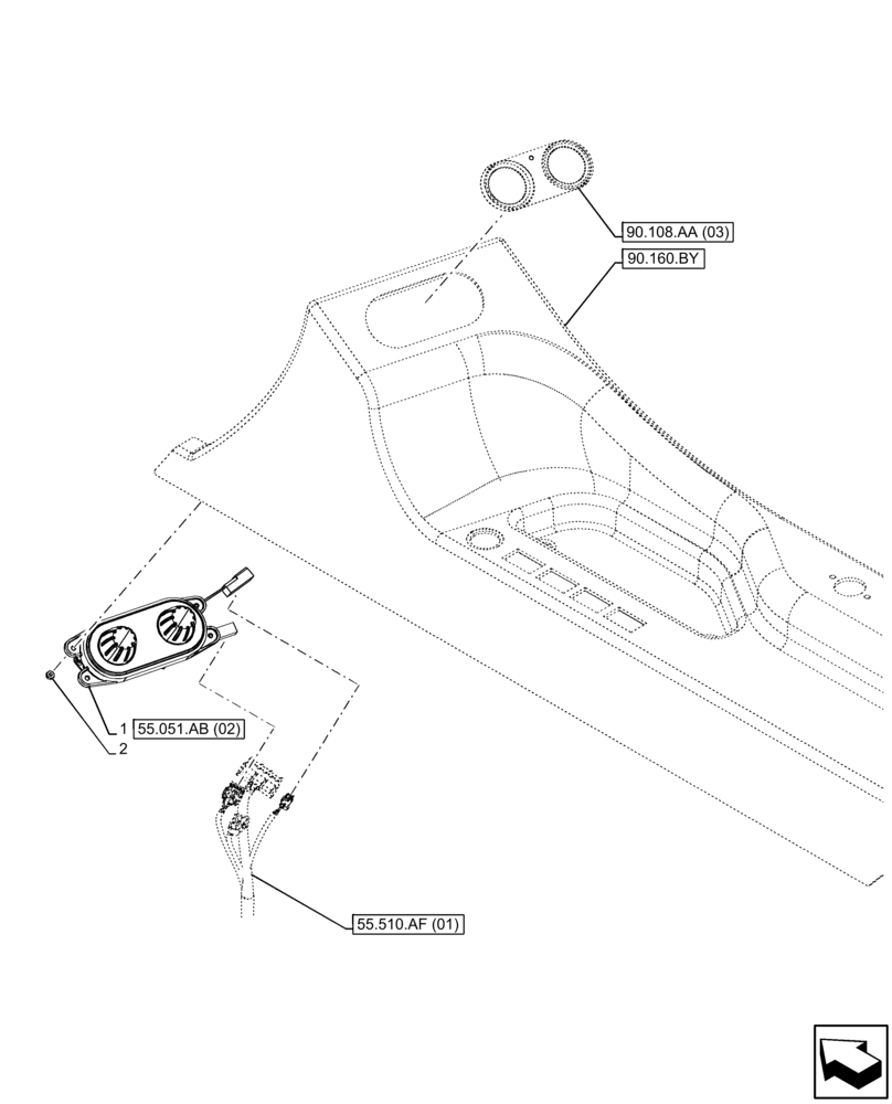 Схема запчастей Case IH FARMLIFT 742 - (55.051.AB[01]) - VAR - 702002 - HEATER, SWITCH (55) - ELECTRICAL SYSTEMS