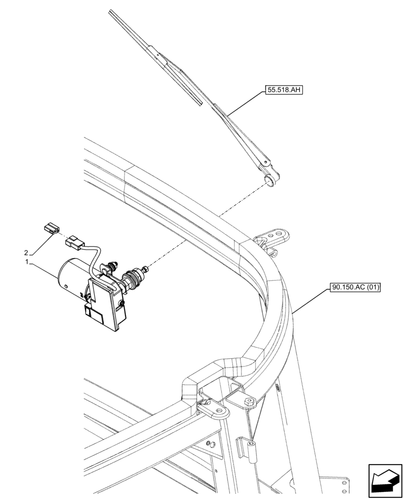 Схема запчастей Case IH FARMALL 115C - (55.518.AI) - VAR - 334183, 744588 - REAR, WIPER, MOTOR, CAB (55) - ELECTRICAL SYSTEMS