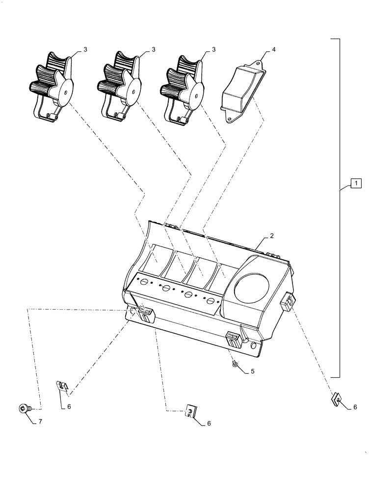 Схема запчастей Case IH MAGNUM 220 - (55.512.CL) - ARMREST, CONTROLS - ELECTROHYDRAULIC REMOTE LEVERS, 3 & 4 (55) - ELECTRICAL SYSTEMS