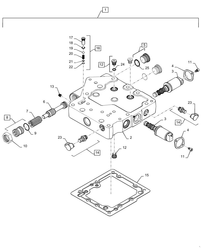 Схема запчастей Case IH MAGNUM 370 - (21.505.AQ[02]) - TRANSMISSION - CVT - REGULATOR VALVE (21) - TRANSMISSION