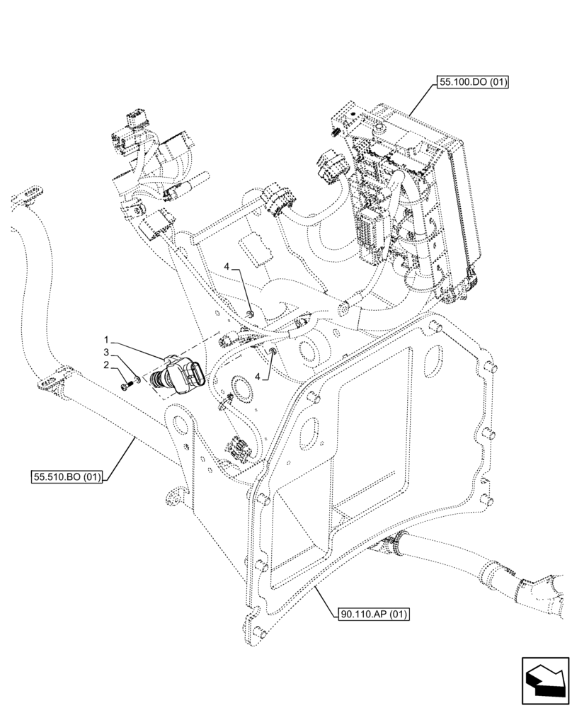 Схема запчастей Case IH FARMALL 115C - (55.405.CW[05]) - VAR - 334187, 334190, 392315 - BRAKE, SWITCH, W/O CAB (55) - ELECTRICAL SYSTEMS